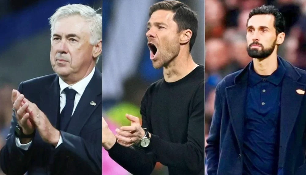 Carlo Ancelotti, Xabi Alonso y Álvaro Arbeloa
